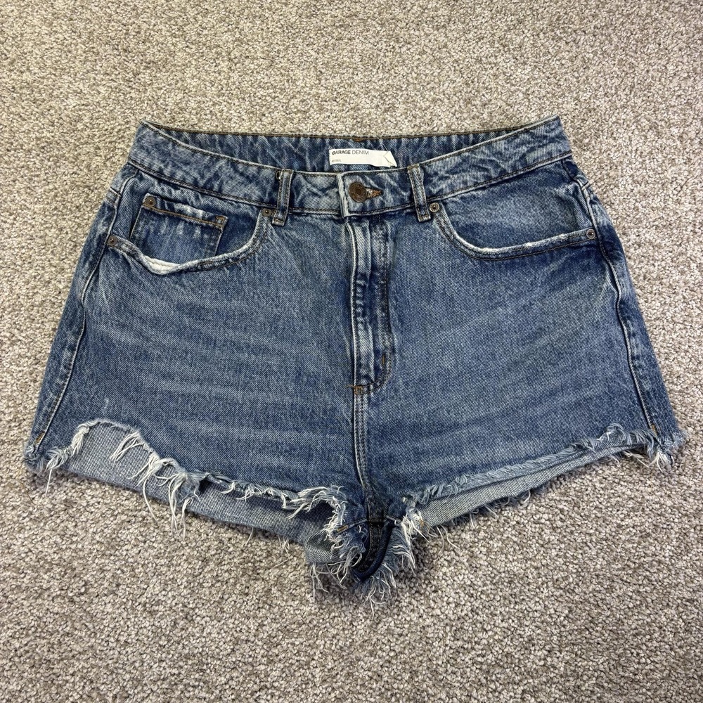 Garage Denim Shorts Womens 11 Blue Festival Cut Off Frayed Hem Denim Casual